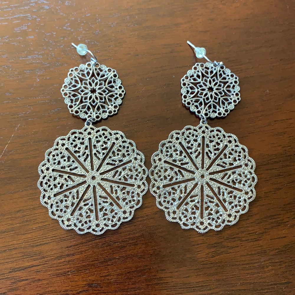Silver statement dangle earrings